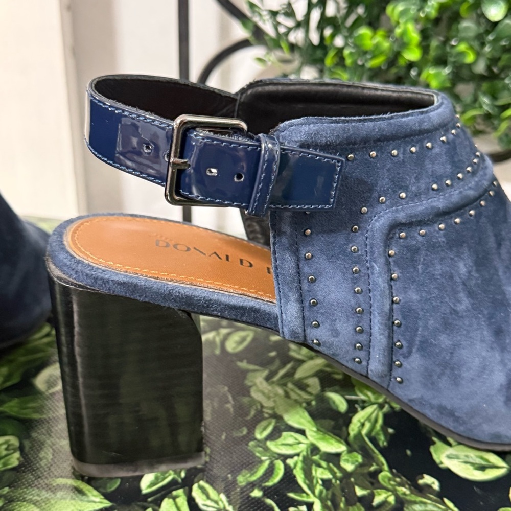 Donald J. Pliner Dark Blue Open-Toe Block Heels - Picture 9 of 14